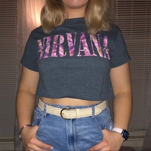 Vintage Style Cropped Nirvana Band Tee